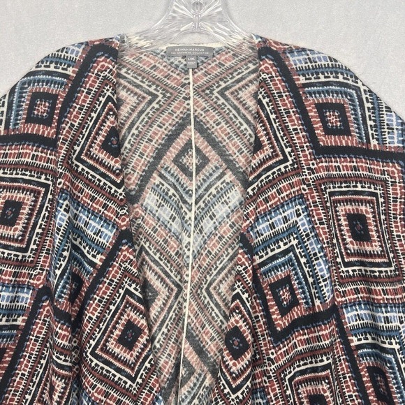 Neiman Marcus Cashmere Cardigan Sweater L/XL Multicolor Aztec Print Open - Picture 3 of 12